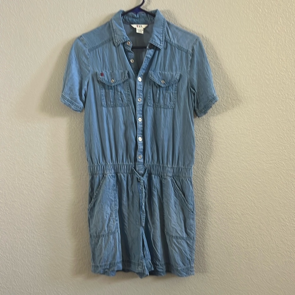 EV1 Ellen Degeneres Light Blue Denim Romper.  Size XS